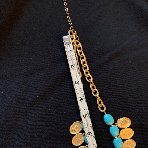 Turquoise and Gold Religious Medal Charm Necklace - Picture 6 of 11